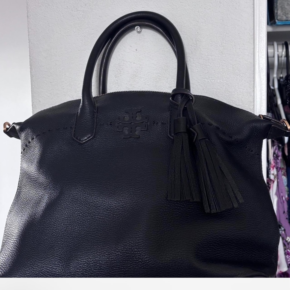 Tory Burch Black Leather Tote Bag